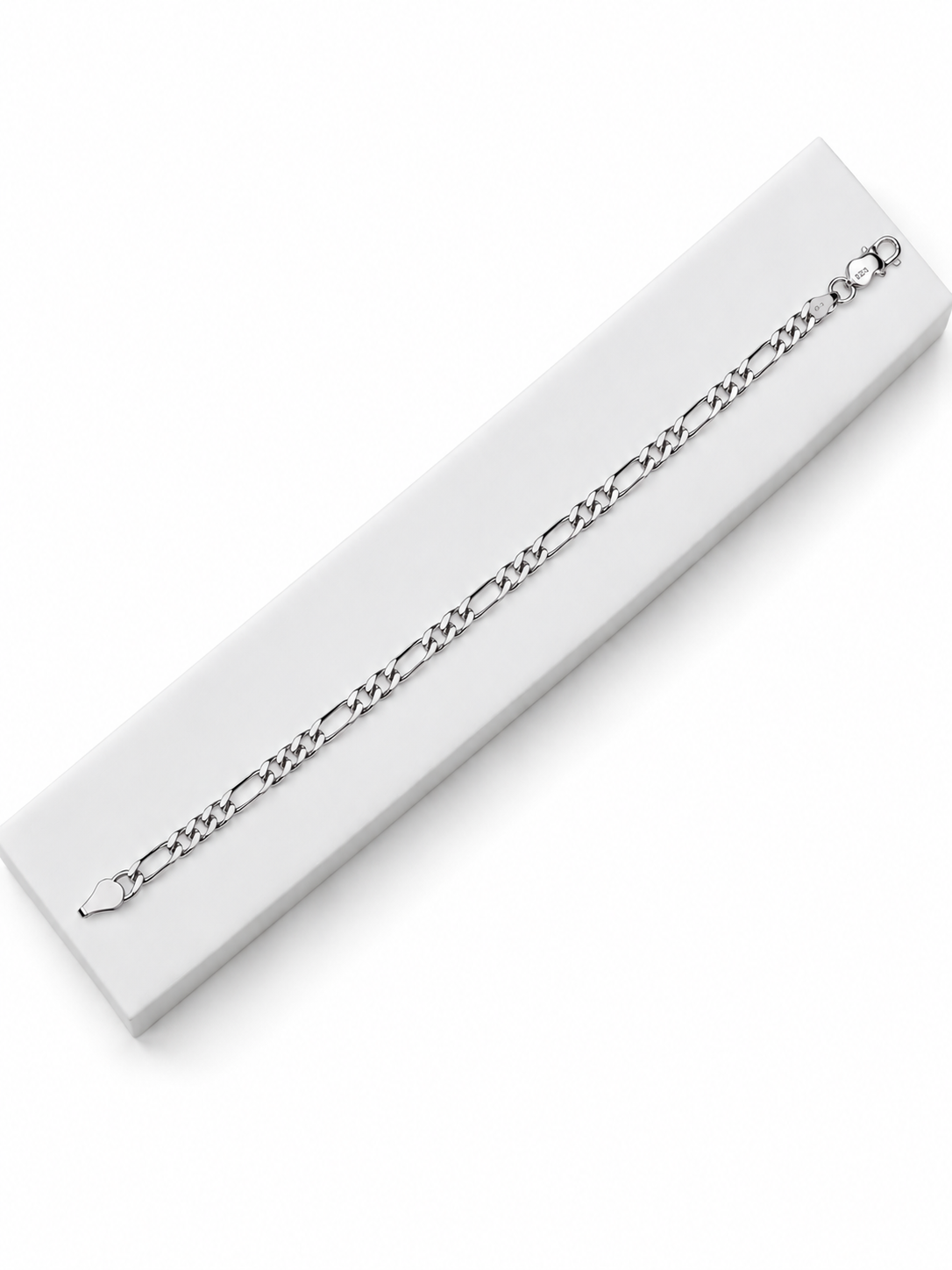 925 Sterling Silver Figaro Bracelet 8"