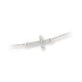 Genuine Sterling Silver Sideways Cubic Zirconia Cross Bracelet 6 1/2" adjustable up to 8 1/2"