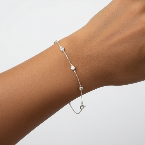 Genuine Sterling Silver Clear Cubic Zirconia Bracelet