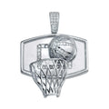 Sterling Silver Cubic Zirconia Basketball Hoop Pendant