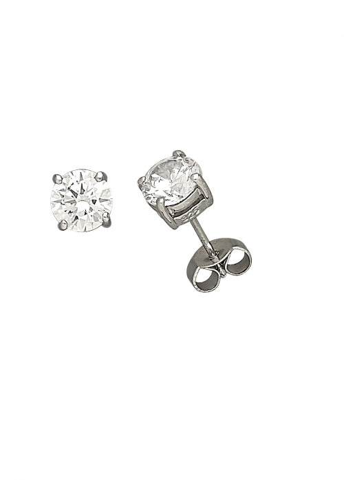 Sterling Silver 6mm Cubic Zirconia Stud Earrings