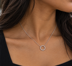 Sterling Silver Circle of Life Necklace with Cubic Zirconia