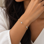 Sterling Silver Two-Tone Cubic Zirconia Station Bracelet
