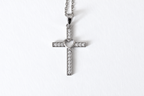 Sterling Silver Cubic Zirconia Cross Necklace with Heart