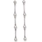 Genuine Sterling Silver Clear Cubic Zirconia Dangle Earrings