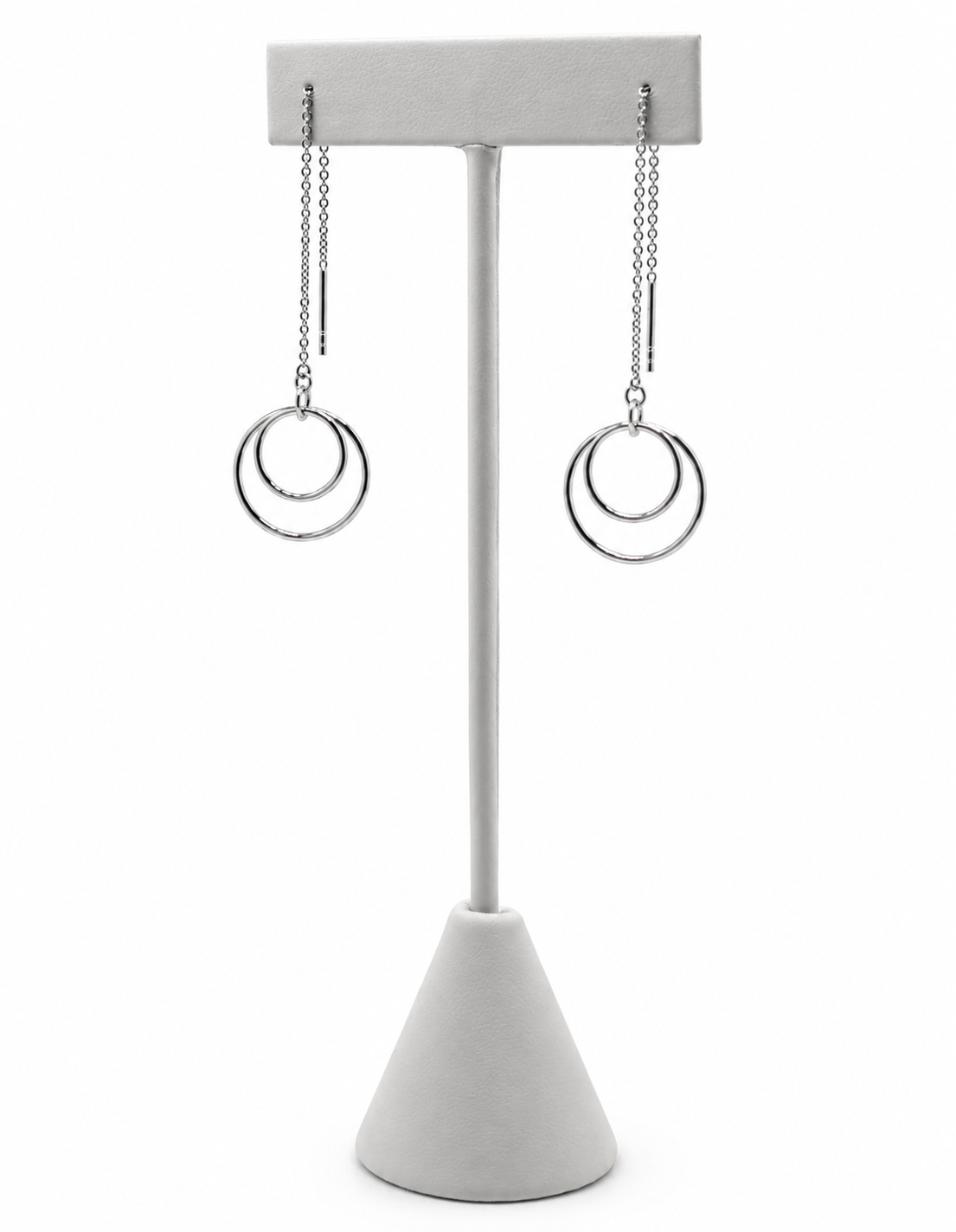 Sterling Silver Double Circle Threader Earrings