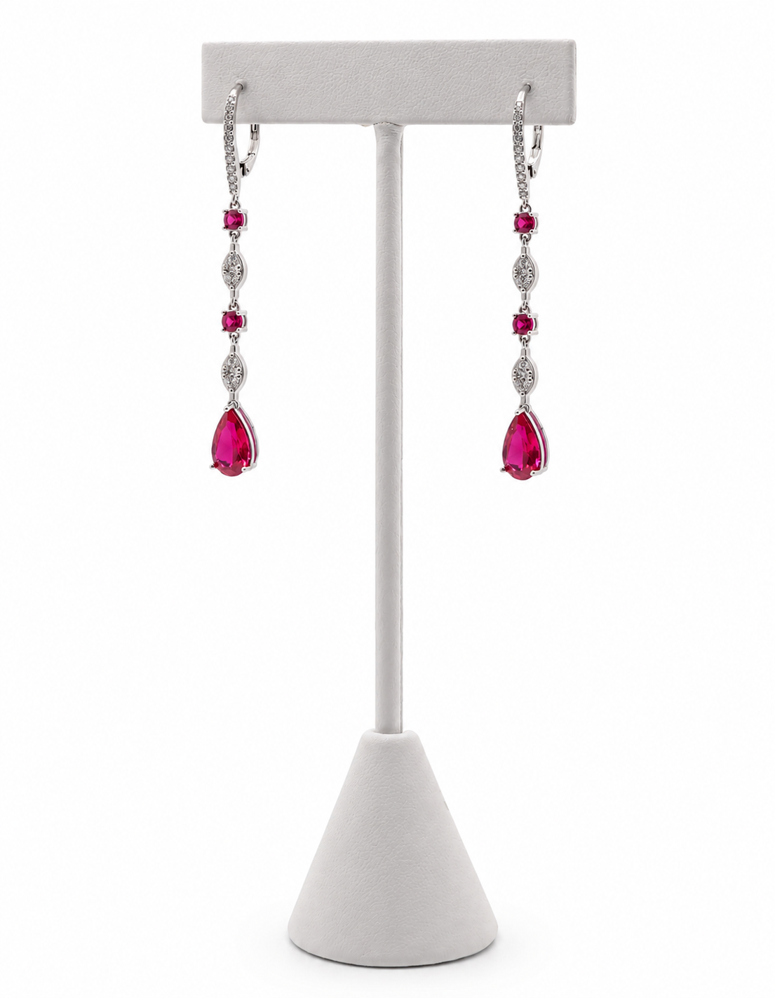 Pear-Shaped Cubic Zirconia Drop Earrings in Sterling Silver