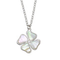 Mother of Pearl Clover Necklace, 925 Sterling Silver & Cubic Zirconia