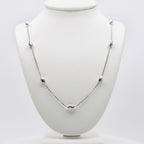Genuine Sterling Silver Rhodium Moon Cut Necklace 18"