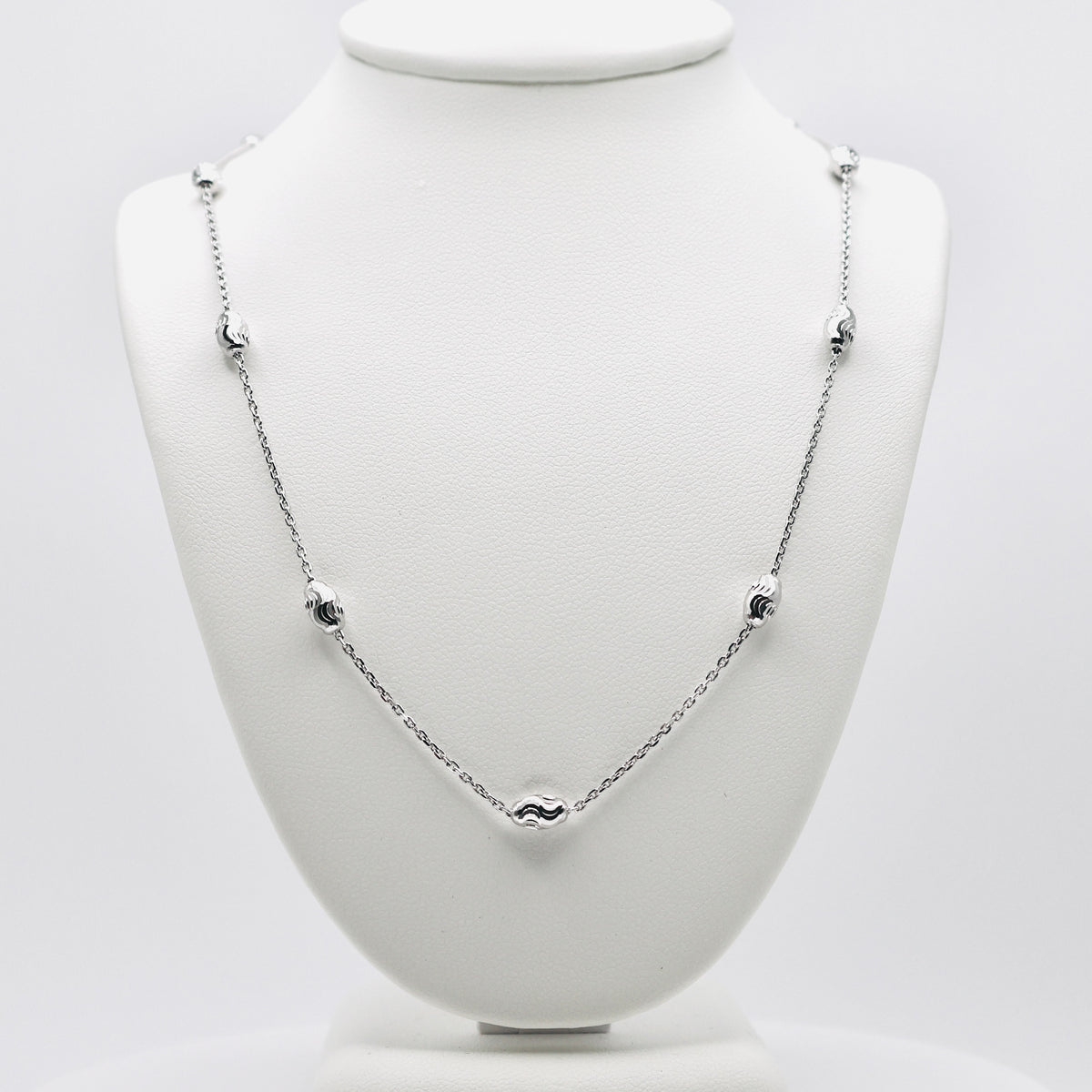 Genuine Sterling Silver Rhodium Moon Cut Necklace 18"