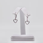 Genuine Sterling Silver Double Heart Drop with Genuine White Topaz Lever Back Earrings