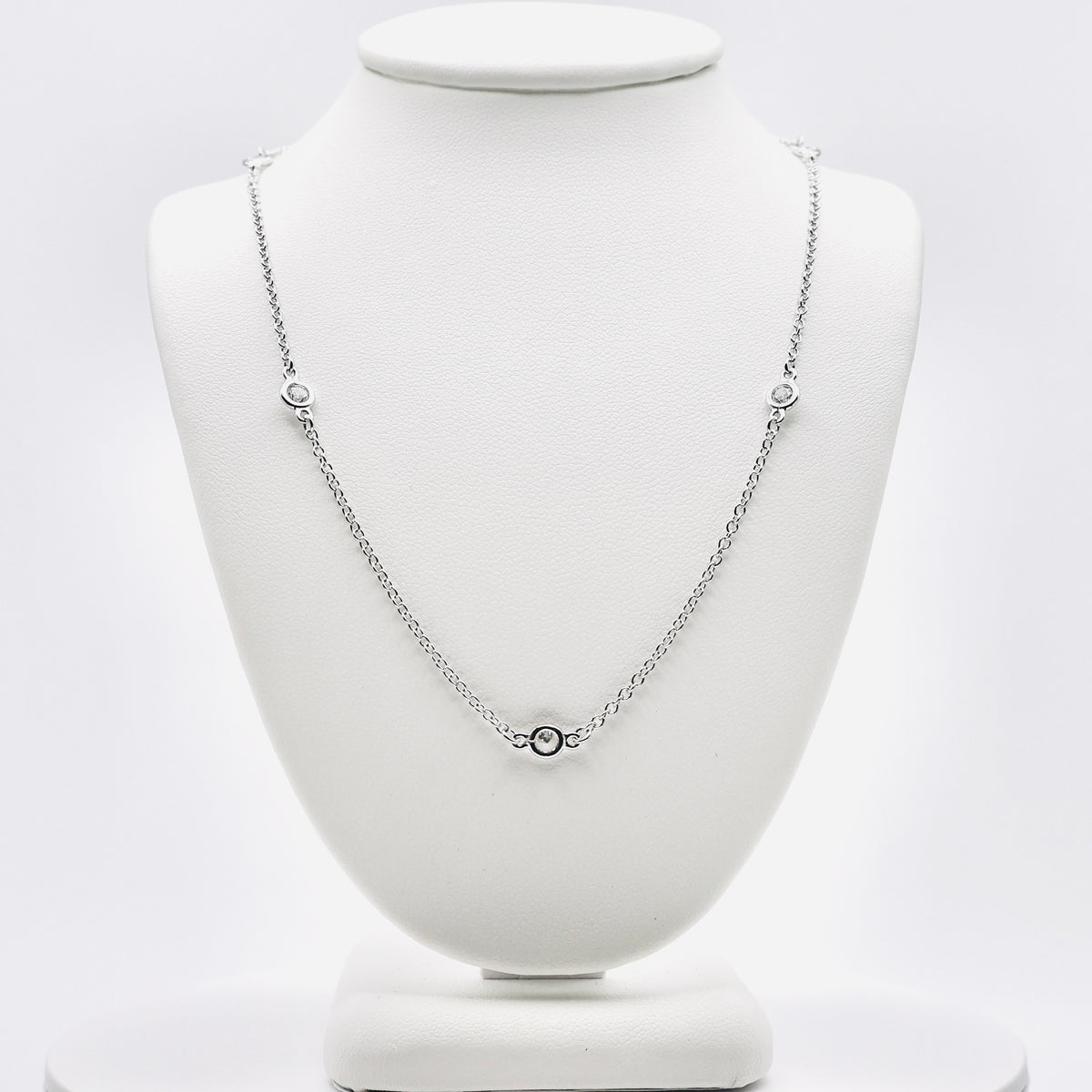 Genuine Sterling Silver Clear Cubic Zirconia Station Chain