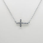 Genuine Sterling Silver Sideways Cross Necklace 15" adjustable to 18"