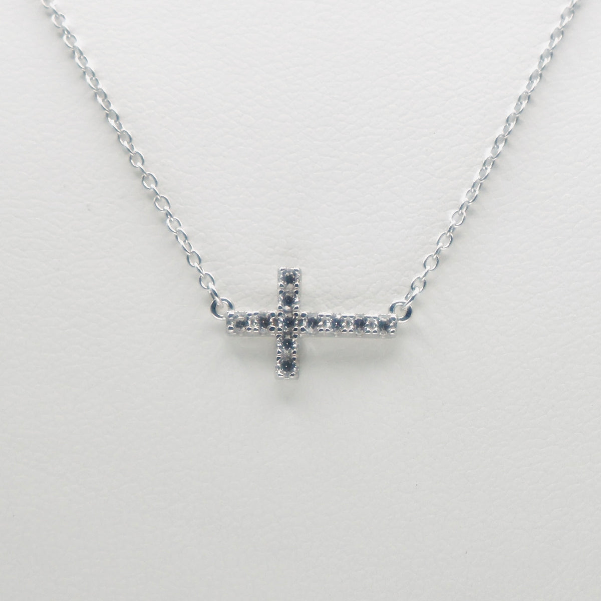 Genuine Sterling Silver Sideways Cross Necklace 15" adjustable to 18"