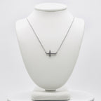 Genuine Sterling Silver Sideways Cross Necklace 15" adjustable to 18"