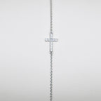Genuine Sterling Silver Sideways Cubic Zirconia Cross Bracelet 6 1/2" adjustable up to 8 1/2"