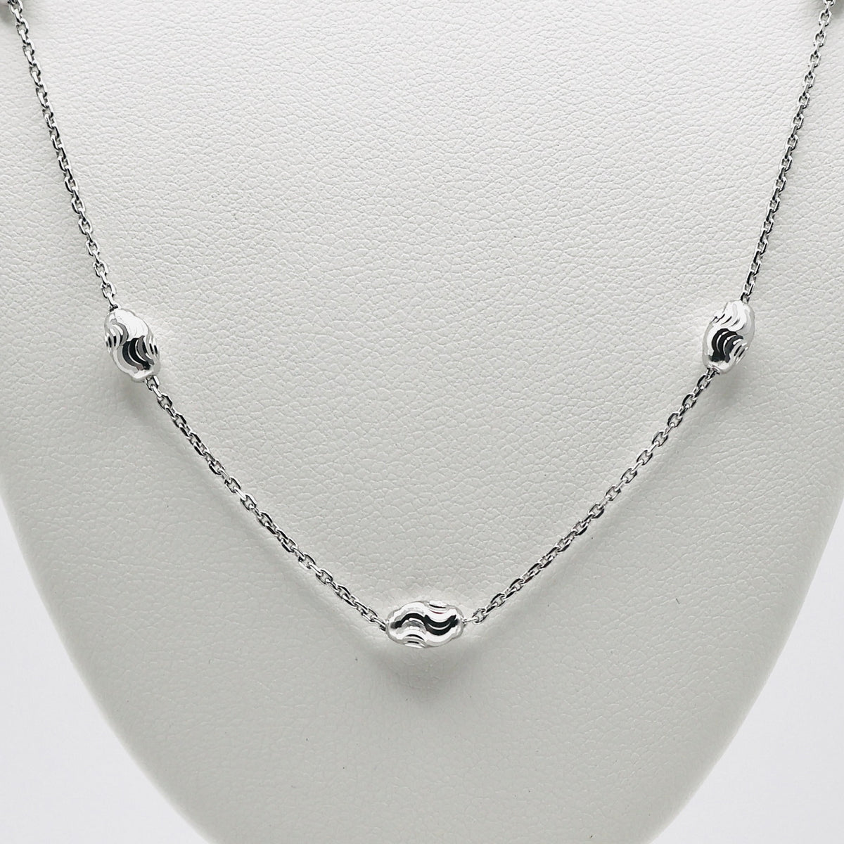 Genuine Sterling Silver Rhodium Moon Cut Necklace 18"