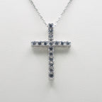 Genuine Sterling Silver Cross with Clear Cubic Zirconia Necklace