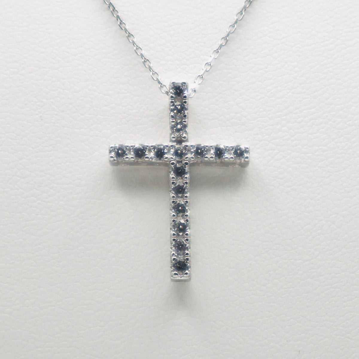 Genuine Sterling Silver Cross with Clear Cubic Zirconia Necklace