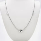 Genuine Sterling Silver Clear Cubic Zirconia Station Chain
