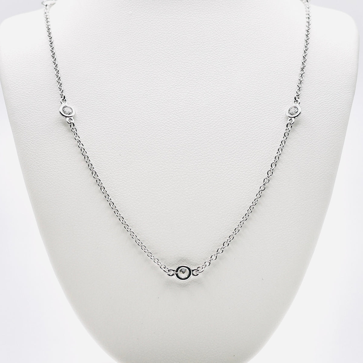Genuine Sterling Silver Clear Cubic Zirconia Station Chain