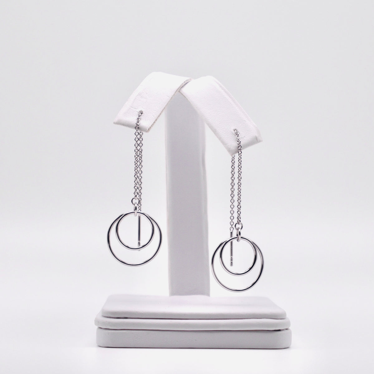 Genuine Sterling Silver Double Circle Threader Earring