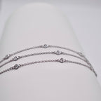 Genuine Sterling Silver Multi-Strand Cubic Zirconia Bracelet with 1" Extender