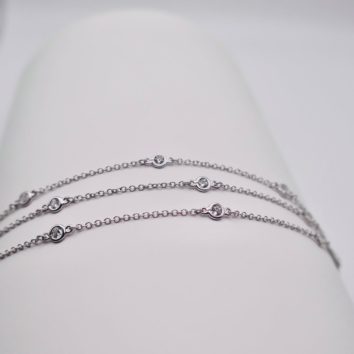 Genuine Sterling Silver Multi-Strand Cubic Zirconia Bracelet with 1" Extender