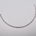 Genuine Sterling Silver Mini Bezel Set Cubic Zirconia bracelet 6.5"+ 1.5"ext