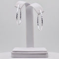 Genuine Sterling Silver Silver Diamond Cut Twisted Oval Hoop Earrings - 30mm