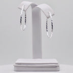 Genuine Sterling Silver Silver Diamond Cut Twisted Oval Hoop Earrings - 30mm