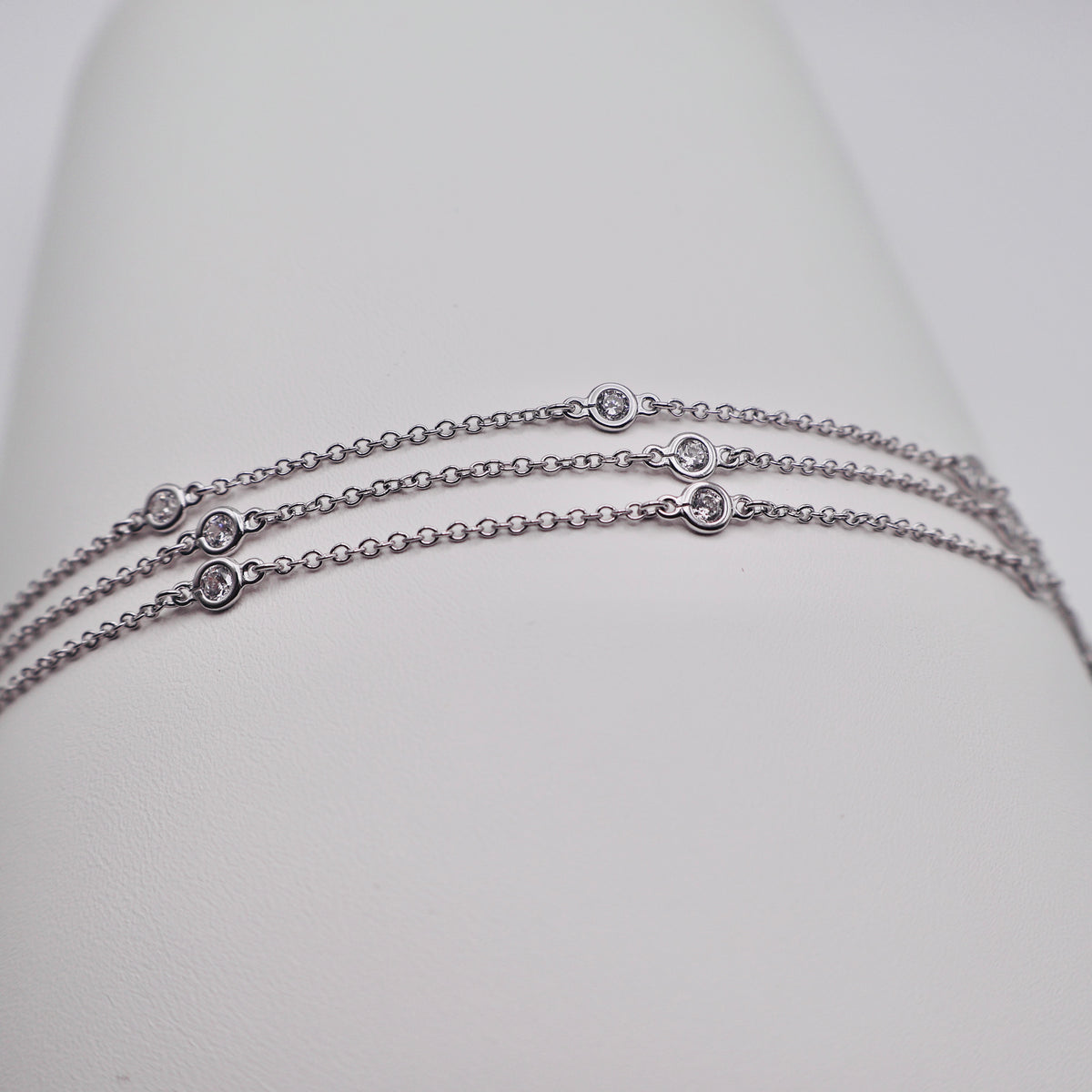 Genuine Sterling Silver Multi-Strand Cubic Zirconia Bracelet with 1" Extender