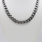 Rhodium Plated Stainless Steel 6.5 MM Curb Link Chain Necklace - 16"