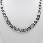 Rhodium Plated Stainless Steel 6 MM Figaro Link Chain Necklace - 18"
