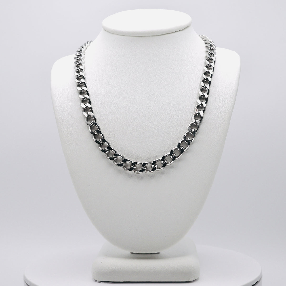 Rhodium Plated Stainless Steel 6 MM Curb Link Chain Necklace - 20"
