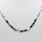 Rhodium Plated Stainless Steel 3 MM Diamond Cut Valentino Link Chain Necklace - 20"