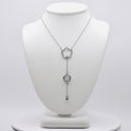 Genuine Sterling Silver Rhodium Plated Double Open Cubic Zirconia Clover Drop Necklace