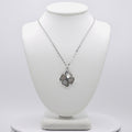 Rhodium Plated Genuine Sterling Silver Mother of Pearl and Cubic Zirconia Clover Necklace