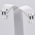 Genuine Sterling Silver Silver Two Ribbed Hoop Earrings - 15mm