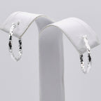 Genuine Sterling Silver Silver Diamond Cut Twisted Oval Hoop Earrings - 20mm
