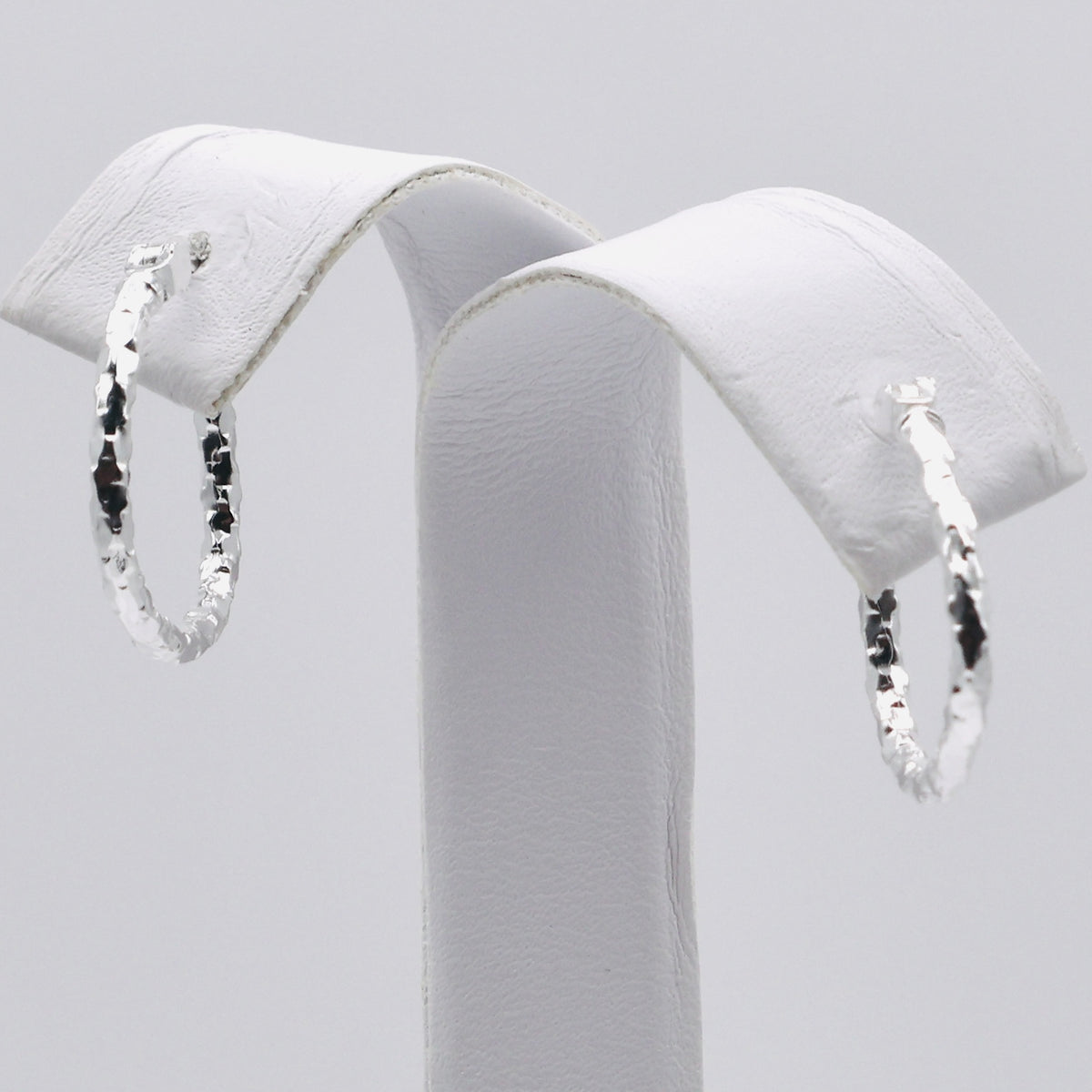 Genuine Sterling Silver Silver Diamond Cut Twisted Oval Hoop Earrings - 20mm