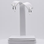 Genuine Sterling Silver Silver Diamond Cut Twisted Oval Hoop Earrings - 20mm