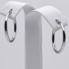 Rhodium Plated Stainless Steel Plain Hoop Earrings - 18mm