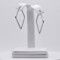 Rhodium Plated Stainless Steel Hammered Square Hoop Earrings - 30mm