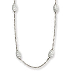 Genuine Sterling Silver Rhodium Moon Cut Necklace 18"