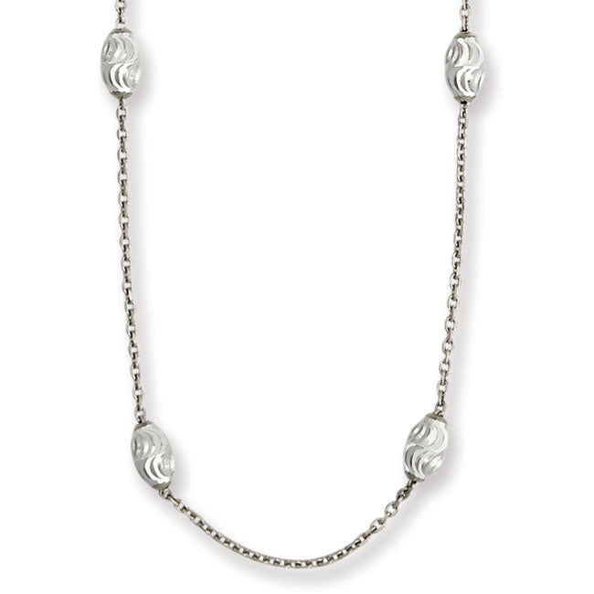 Genuine Sterling Silver Rhodium Moon Cut Necklace 18"