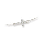 Genuine Sterling Silver Sideways Cross Necklace 15" adjustable to 18"