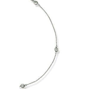 Genuine Sterling Silver Clear Cubic Zirconia Station Chain