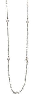 Genuine Sterling Silver Clear Cubic Zirconia Station Chain