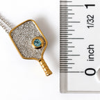 Sterling Silver Pickleball Paddle Necklace with Blue Topaz